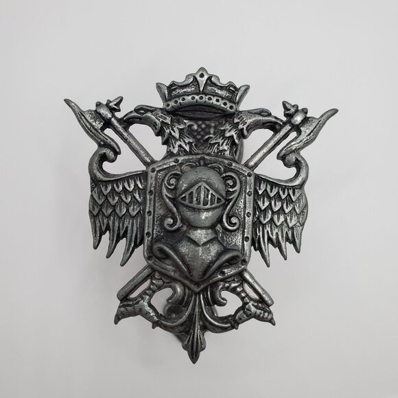 Vintage Coat of Arms Wall Hanger Hook Towel Wall Hanging Plaque Decor Brass - Picture 2 of 8